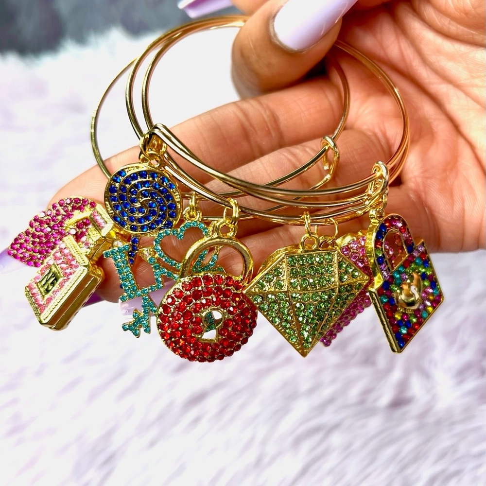 Colorful Charm Bracelet Set of 3 Bangles